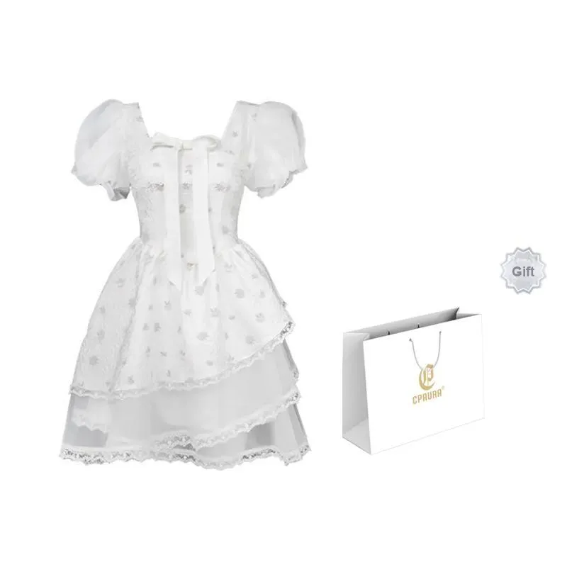 CPAURA Short Sleeved Dresses Women's White-3