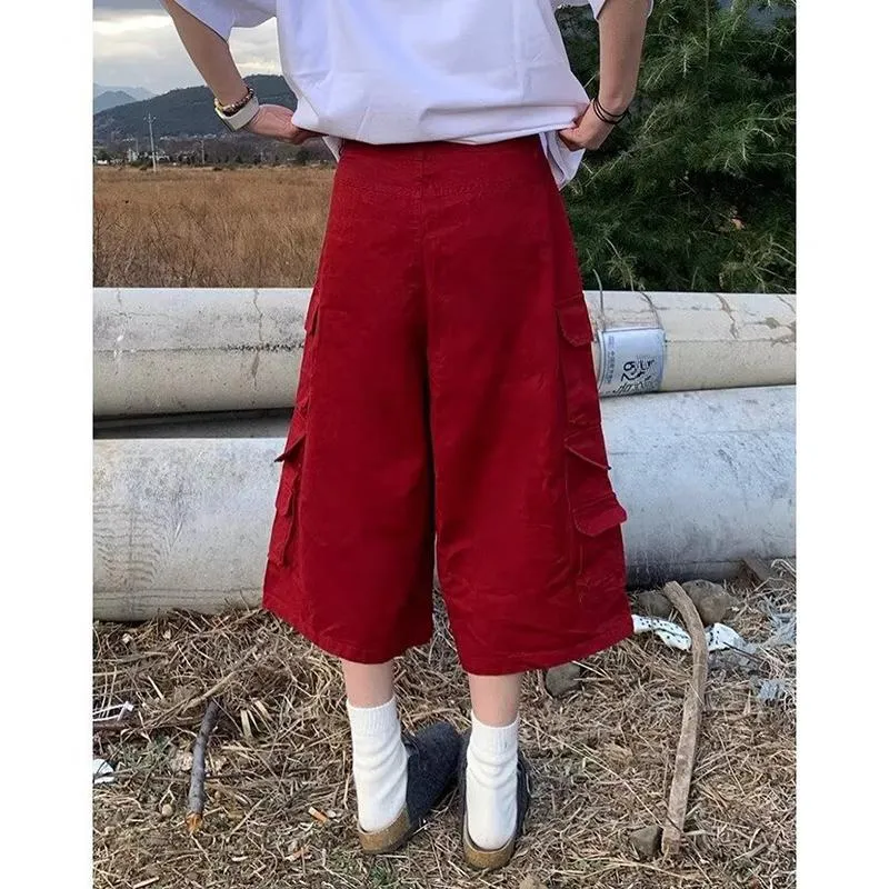 Weles Cargo Shorts Unisex Red-3
