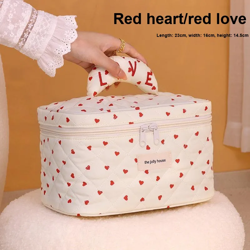 ZHIYIN Cute Soft Heart Portable Large Capacity Skincare Product Storage Bag Make up Tools-1