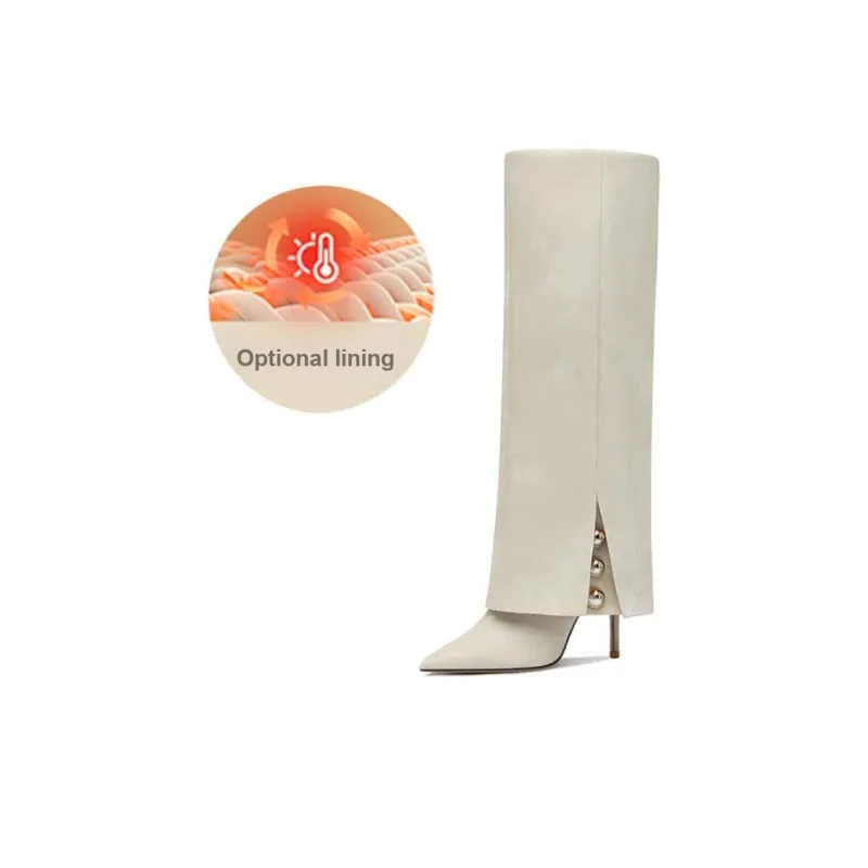 Lily Wei The Leg Lengthening Principle Knee-high Boots Women's Ecru-1