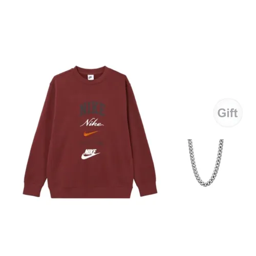 Nike Club Sweatshirts Unisex Red Queue With Chain Gift