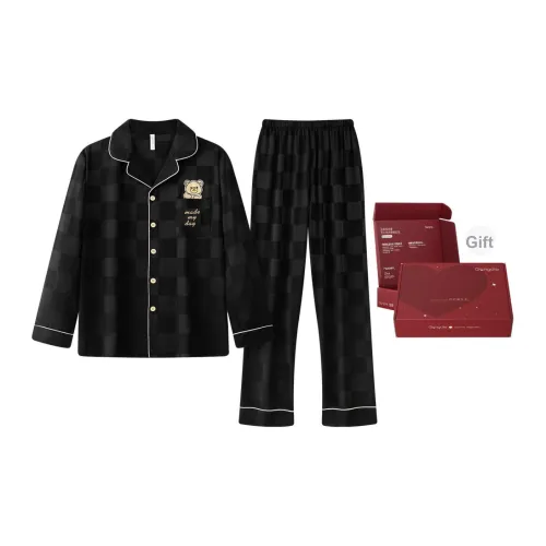 Gongdie Пижамный комплект мужской черный набор в подарочной коробке