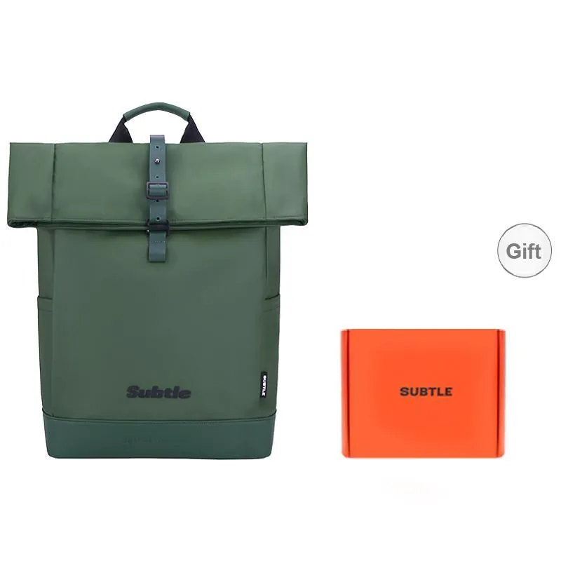 Subtle PU Backpack Large Size Unisex Rock Black, Pale Green, Sand Brown-0