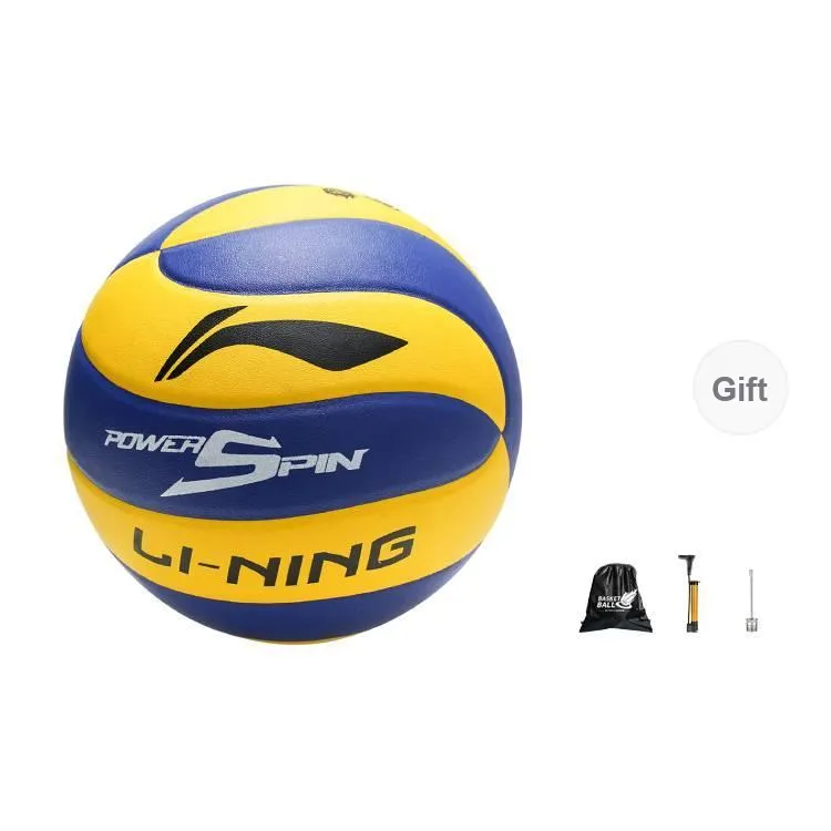 LiNing PU Size 5 Ball Volleyball Unisex Yellow Blue-1