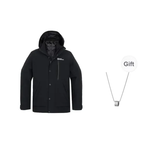Jack Wolfskin Waterproof And Windproof To Keep Warm Windbreaker Jacket Men's Black Comes With Necklace