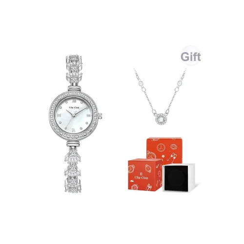 Clip Clop Кварцевый механизм сплав ремешок женские часы белый циферблат