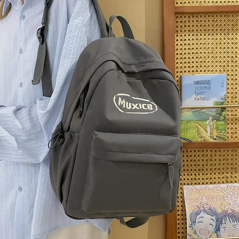 Single Warehouse Nylon Backpack Regular Unisex White Gray/Green/Red-23