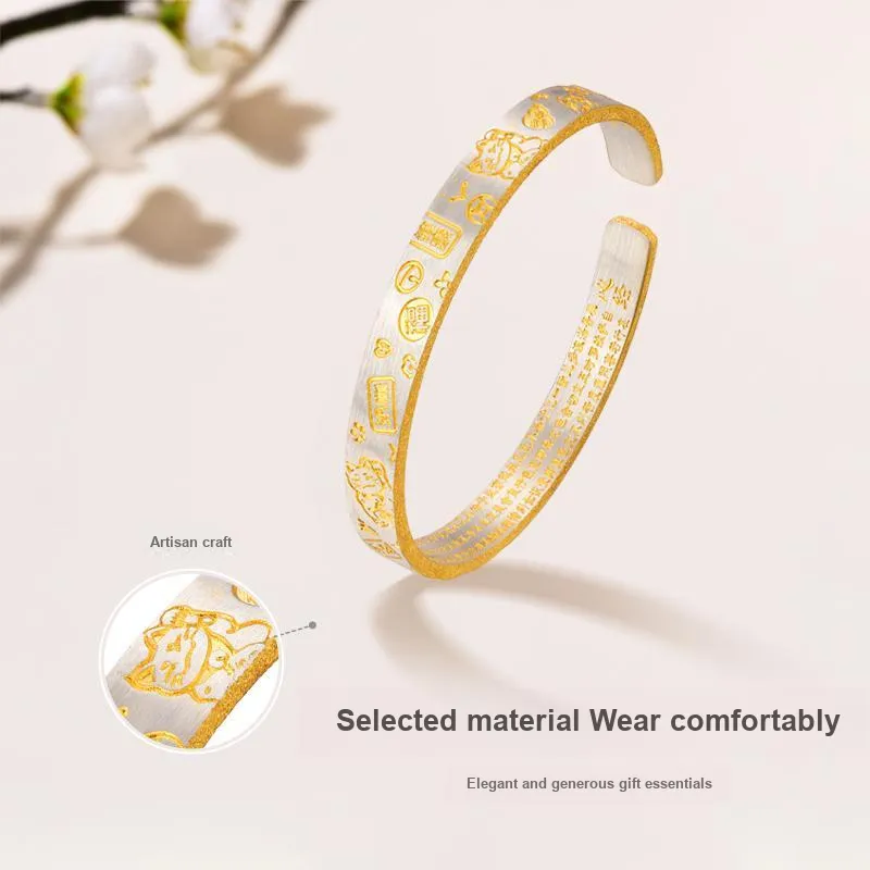 JINLIUFUJIXIANG Pure Silver 999.9 Bangles Women's-4