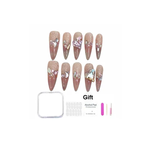 XIAMEIYU Эльф Принцесса Румяна Кошачий глаз Зонтик Сердце Handcrafted False Nail Длинный Заостренный 32 мм