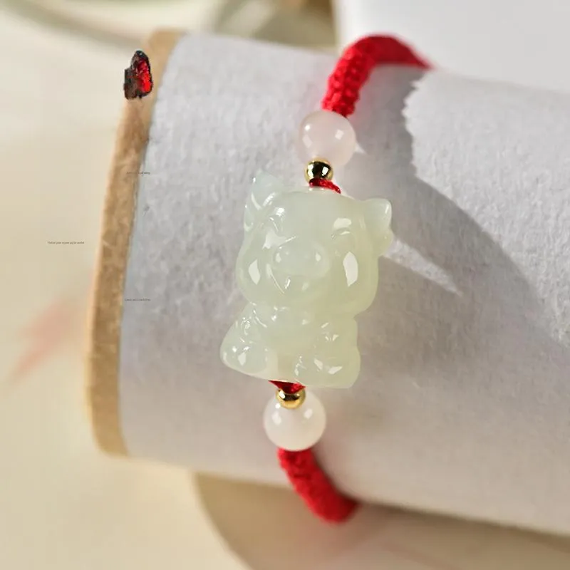 KUNYUYAO Hetian Jade Bracelets Pale Greenish White Jade Unisex-37