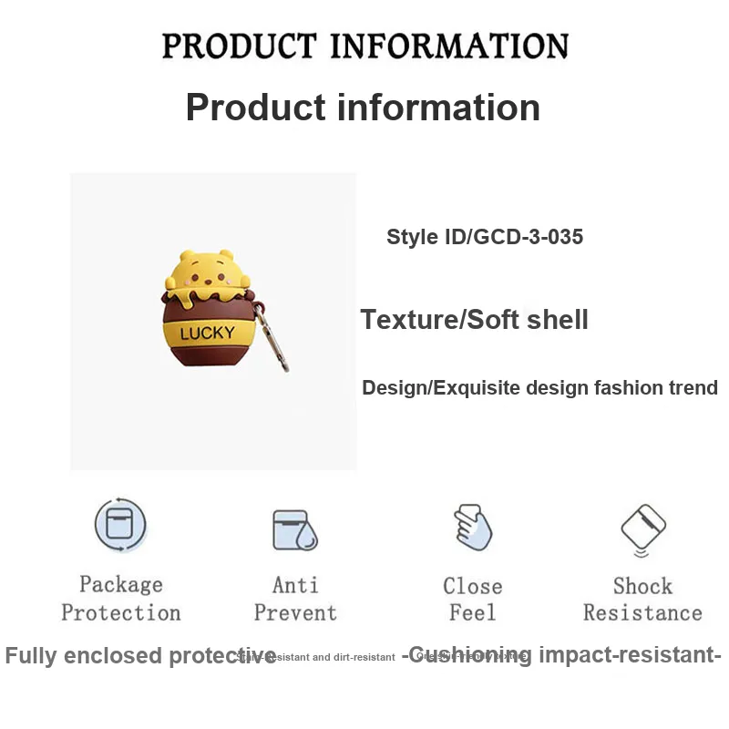 GUCADI For Airpods1/2/3Airpods Pro1/2 Plastic Creative Cartoon Honey Bear Apple Bluetooth Headphone Case-1