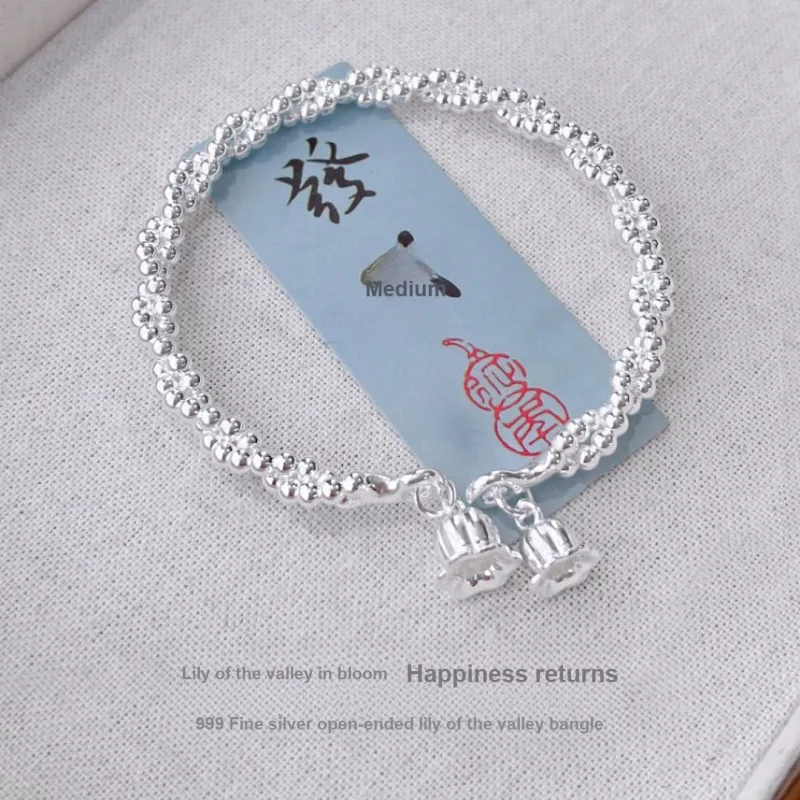 HAOYINFANG 999 Fine Silver Bangles Women's-2