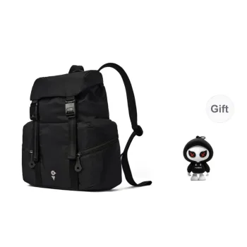 Venque Fabric Backpack Medium Size Unisex Black/Beige/Gray Green