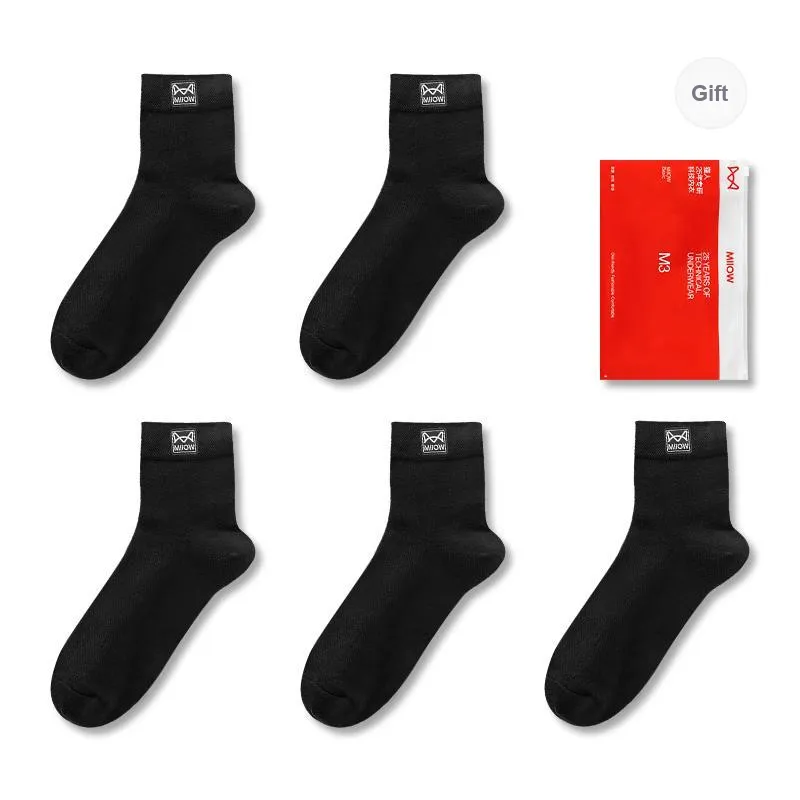 MIIOW Mid Calf Socks Men's Shopping Bag 5 Pack-25