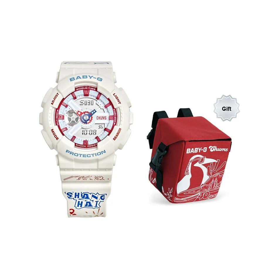 CASIO Малыш для кемпинга ЧУМС Коллаборация Кварцевый механизм Смольный ремешок Часы Женские часы Белый циферблат