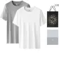 Crew Neck Short-Sleeved (White+Heather Gray) 100% cotton Skin-Friendly/Moisture-Wicking Breathable