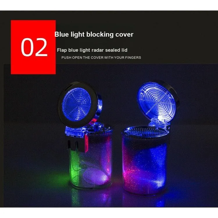 JIANYUJIAFANG Car Air Vent Multicolor Ashtray With LED Light, Dazzling Color-3