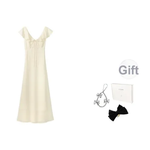 Fstudio Лето V-образный вырез Кап-рукав Цветочный Без рукавов Платье Женское