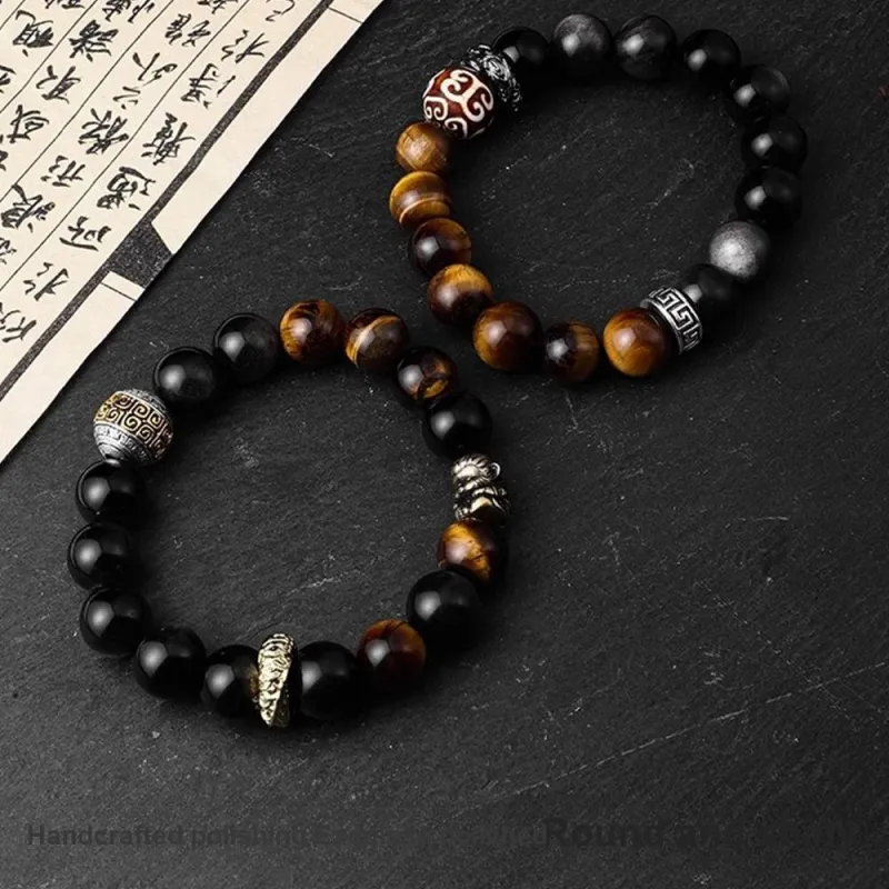 FOREVER MELODY Obsidian Bracelets Men's-7