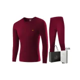 Men's Crew Neck Clothing Sets (Burgundy) 100% cotton Antibacterial Soft/Shopping Bag Included