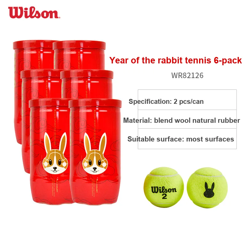 Wilson TOUR RABBIT 2 BALL ALL COURT SMU Tennis Balls Blend Wool Match Ball Competition-3