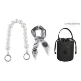 Handheld Pearl Infinity Clasp Silver 32cm+Butterfly Silk Scarf