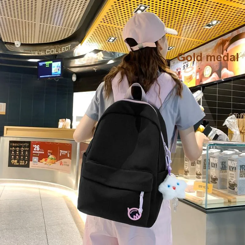 Vack Nylon Backpack Unisex White/Black/Yellow/Blue-6