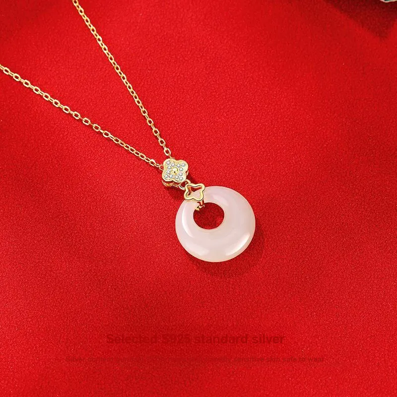 Royal Heaven's Choice Hetian Jade Necklaces Pale Greenish White Jade Unisex-4