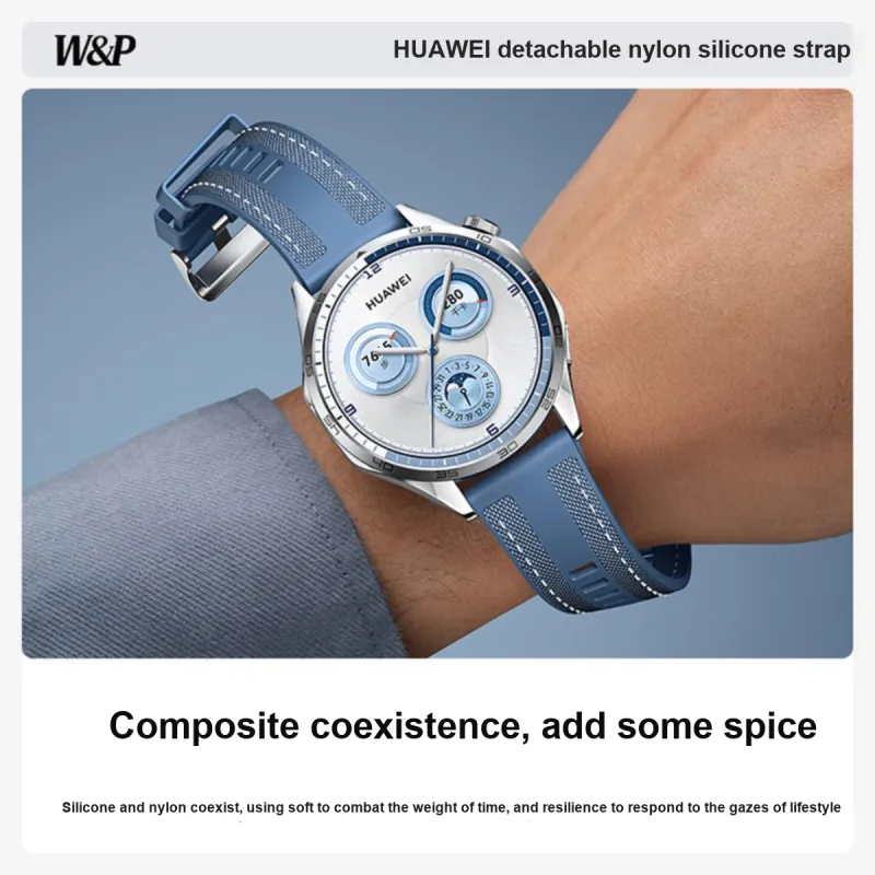 W&P Huawei Compatibility Watch Band Silicone+Composite Nylon+Aluminum Alloy+Stainless Steel+Spring Material-3