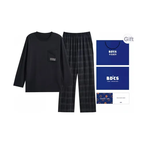 Peninsula City Пижамный комплект Мужской Шахматный узор Сонная помощь Черный