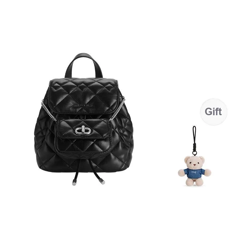 CHARLES&KEITH PU Multipurpose Backpack Trumpets Women's Pink/Noir Black/Crème Milk White-6