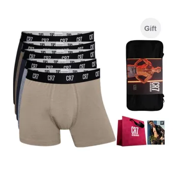 CR7 CRISTIANO RONALDO Underpants Men's 5 Pack Gift Included Black/Coffee/Navy Blue/Linen Gray/Light Coffee
