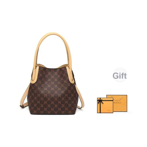 MashaLanti Сумка-ведро из ПВХ и синтетической кожи через плечо женская темно-коричневая и абрикосовая