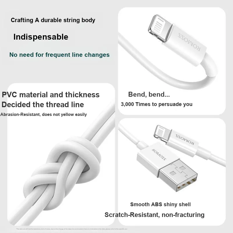 ROMOSS CB12 0.2/1/1.5/2.0m A To Lightning Type C To Lightning Safe Fast Charging No Damage To Device Apple Cable-1