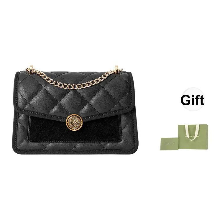 VANESSA HOGAN Cow Leather Small Square Bag Envelope Bag Shoulder Bag Crossbody Bag Medium Size Women's Black/Ecru