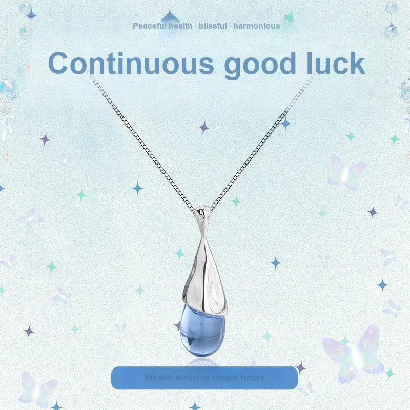 TUTAE 925 Sterling Silver Necklaces Women's Blue-1