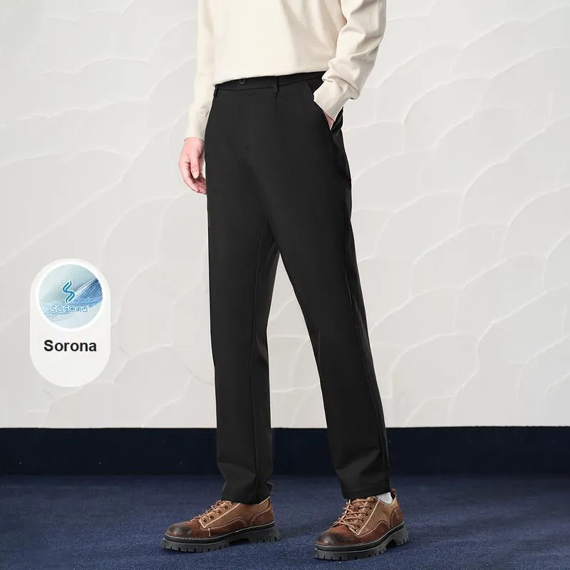 HLA Casual Pants Men Black 6D-2