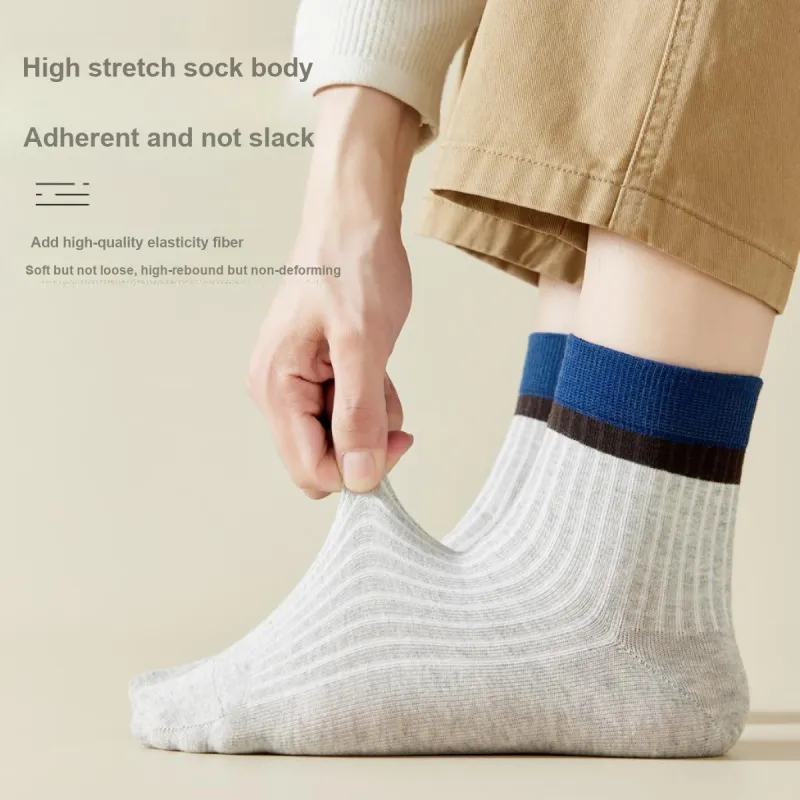 MIIOW Mid Calf Socks Men's 5 Pack Mixed Color-7