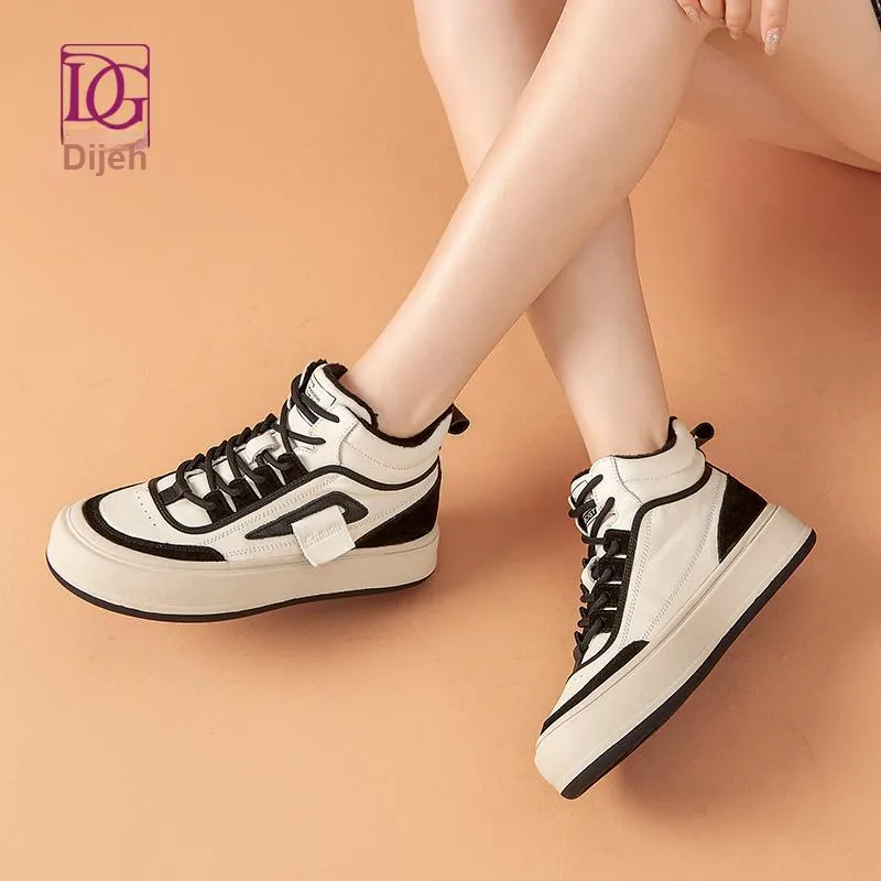 DG Casual Shoes Women's Low Top Beige Apricot/Beige Black-4