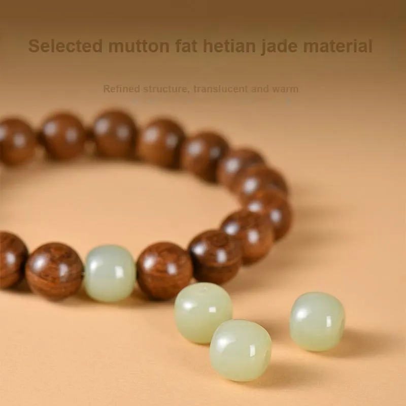 Xiang Yin Golden Sandalwood Fortune Comes Buddhist Bead Beaded Bracelet Unisex-2