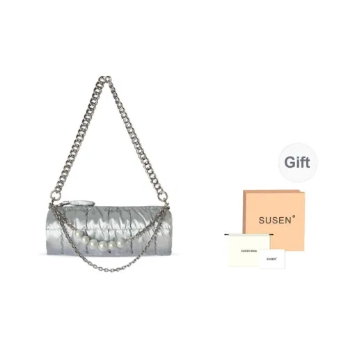 SUSEN Glossy Finish Down Jacket Fabric Shoulder Bag Women's