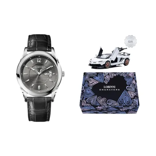 LOBINNI L Автоматический Механический Механизм Естественная Кожа Ремешок Часы Мужские Серебристый Циферблат