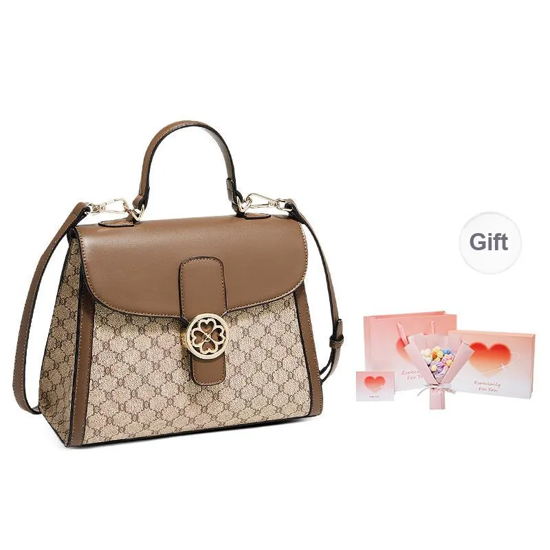 Marino Orlandi Synthetic Leather Shoulder Bag Crossbody Bag Medium Size Women's Coffee/Khaki-16