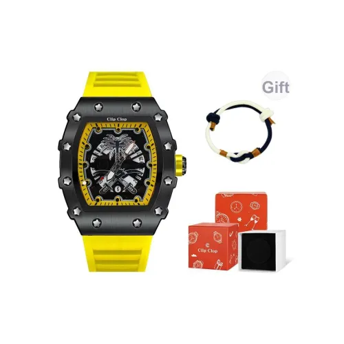 Clip Clop Кварцевый механизм ремешок из ПУ (полиуретана) часы для мужчин черный циферблат