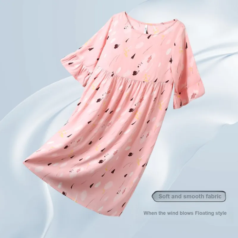 Red Beans At Home Nightgown Women's Orange Pink-2