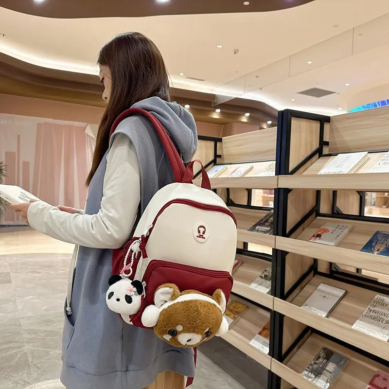 Deli Bear Nylon Backpack Women's Black \ Pink \ White \ Red \ White Khaki-8