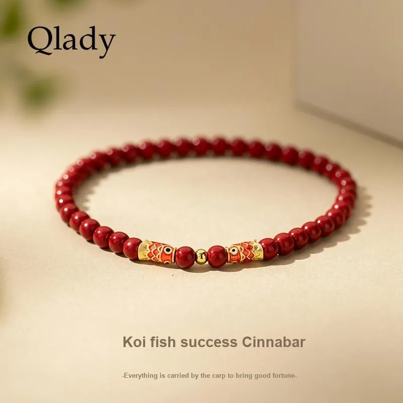 QLADY Reconstructed Cinnabar Bracelets Unisex-1