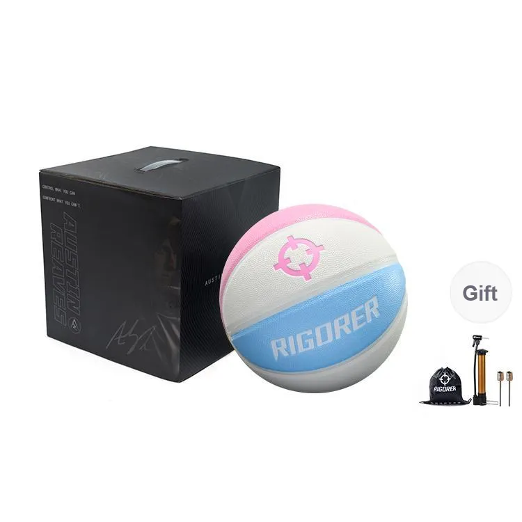 RIGORER PU Basketball Macaron Color Scheme Pink Blue White Size 7 Size 6 Size 5 Ball Street Training Competition-10