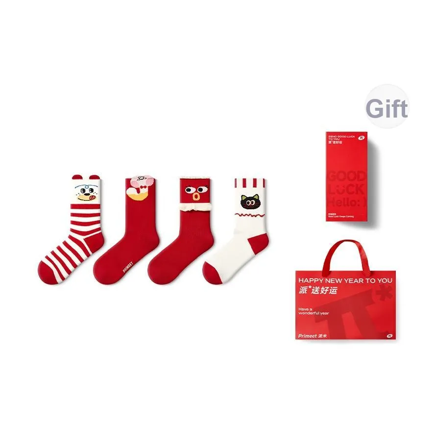 Primeet Mid Calf Socks Unisex Box 4 Pack