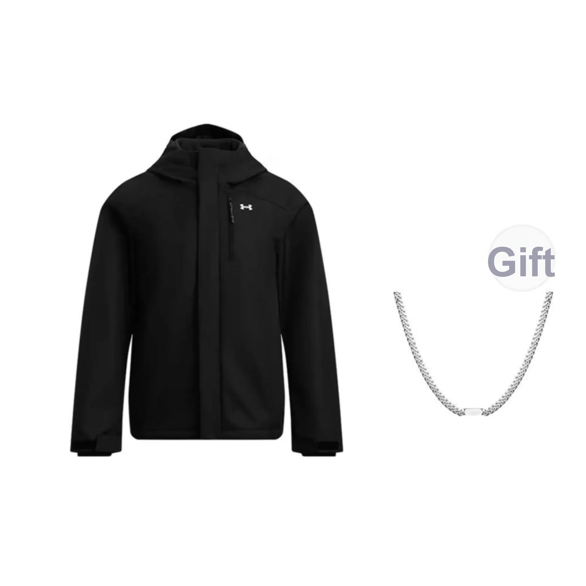 Under Armour Windbreaker Jackets Unisex Black Comes With Cuban Necklace